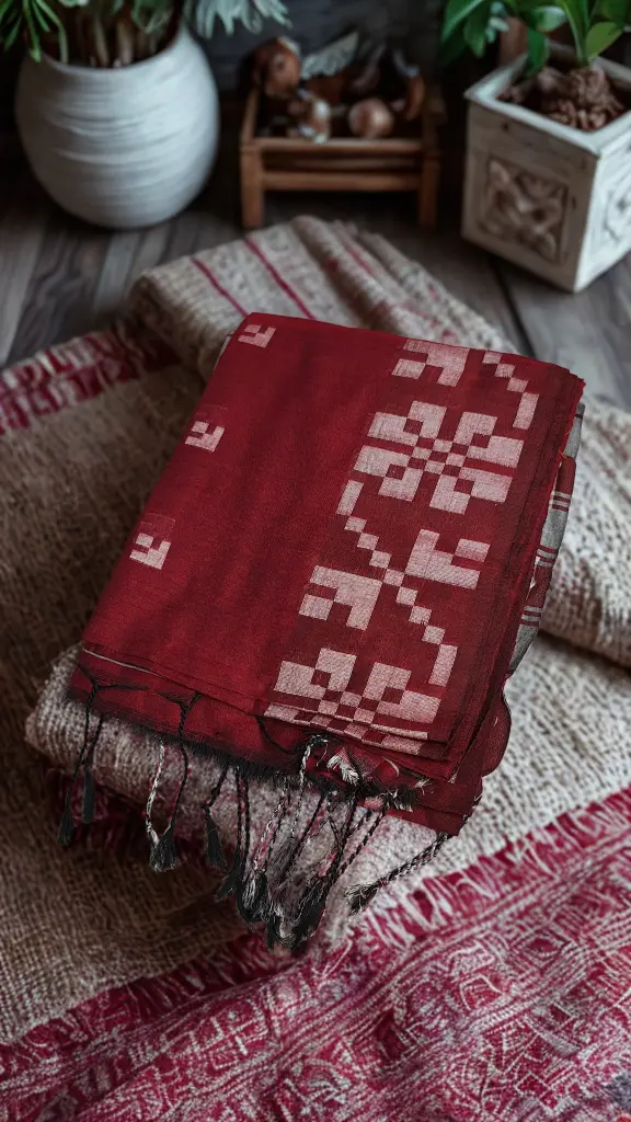 BENGALI HANDLOOM SAREE(Ruby Red)
